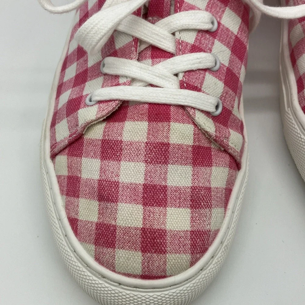 J.CREW Women's Sneakers‎ Gingham Pink & White Check Plaid Size 11 Preppy Coastal